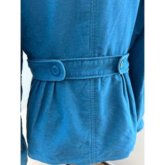 women's LL BEAN blue lined sueded cotton trench. Pockets MED - Picture 5 of 10
